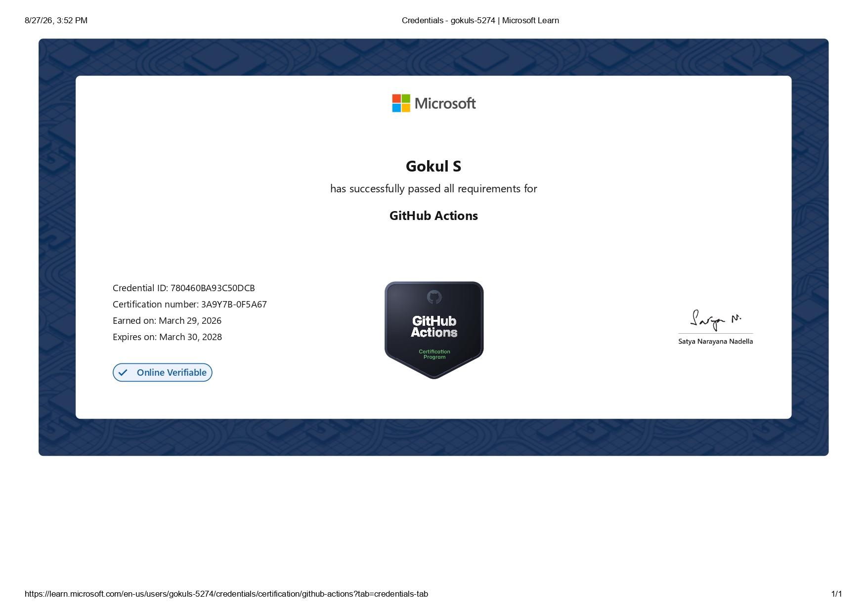 GitHub CI/CD Certificate